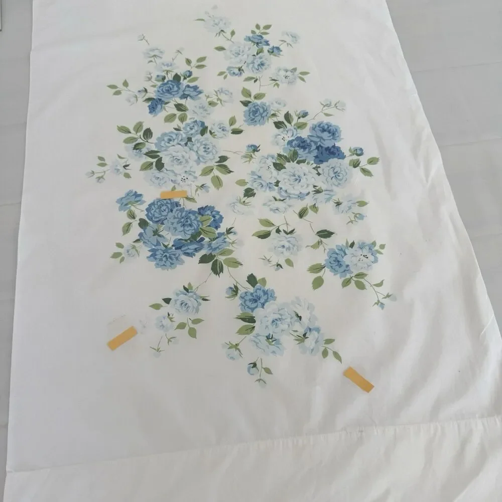 Vtg Fieldcrest Blue Floral King Pillowcases Cottagecore 100% Cotton USA READ